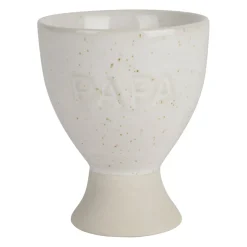 Coquetier papa en grès écru moucheté