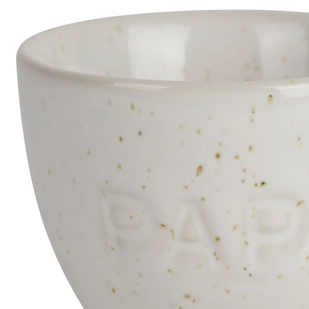Coquetier papa en grès écru moucheté