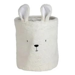 Corbeille ourson en velours écru h35cm - Songes