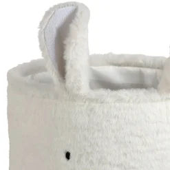 Corbeille ourson en velours écru h25cm - Songes