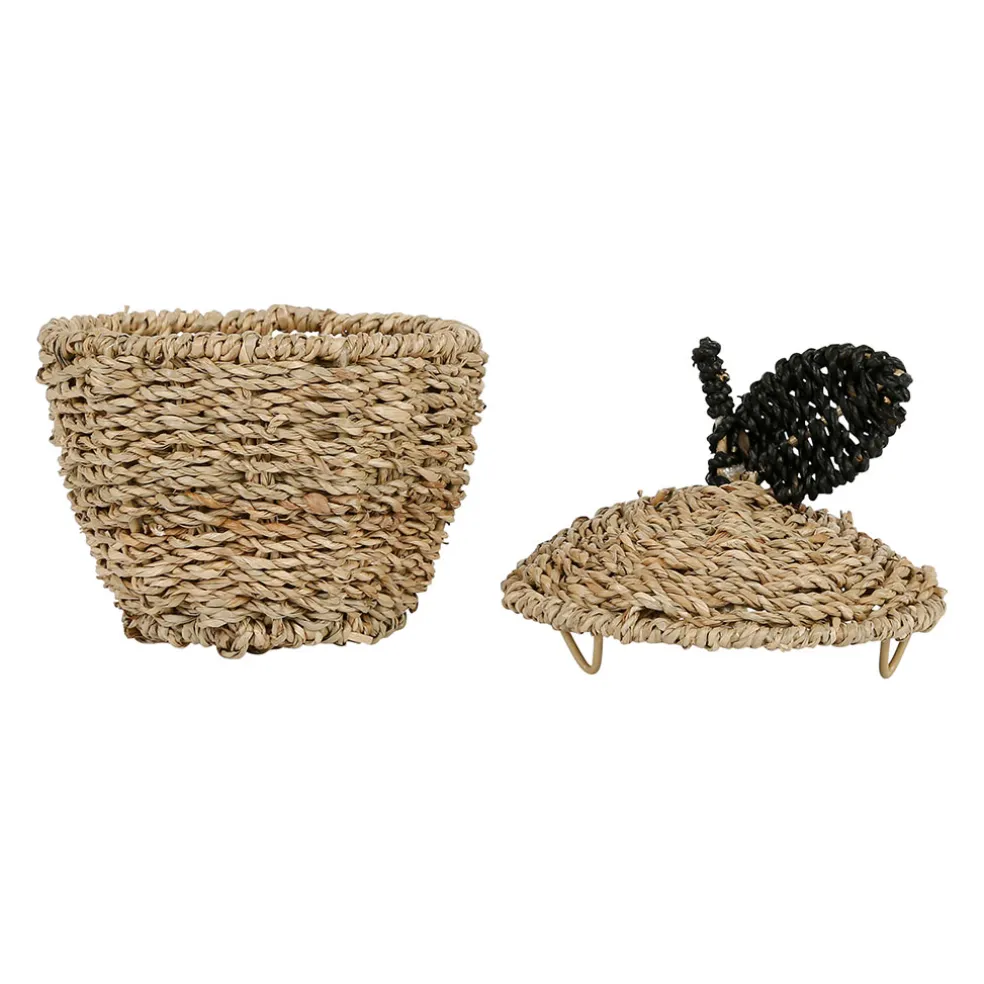 Corbeilles pomme avec couvercle x2 naturel en jonc de mer+fer - Sweet Dream