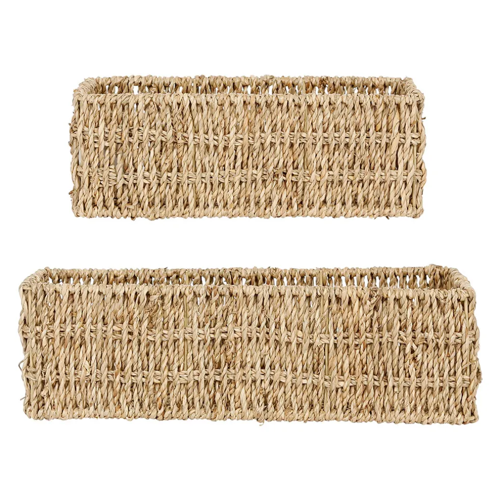 Corbeilles x2 rectangulaire en jonc de mer - borneo