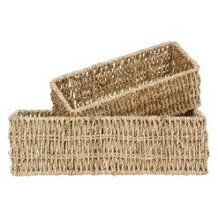 Corbeilles x2 rectangulaire en jonc de mer - borneo