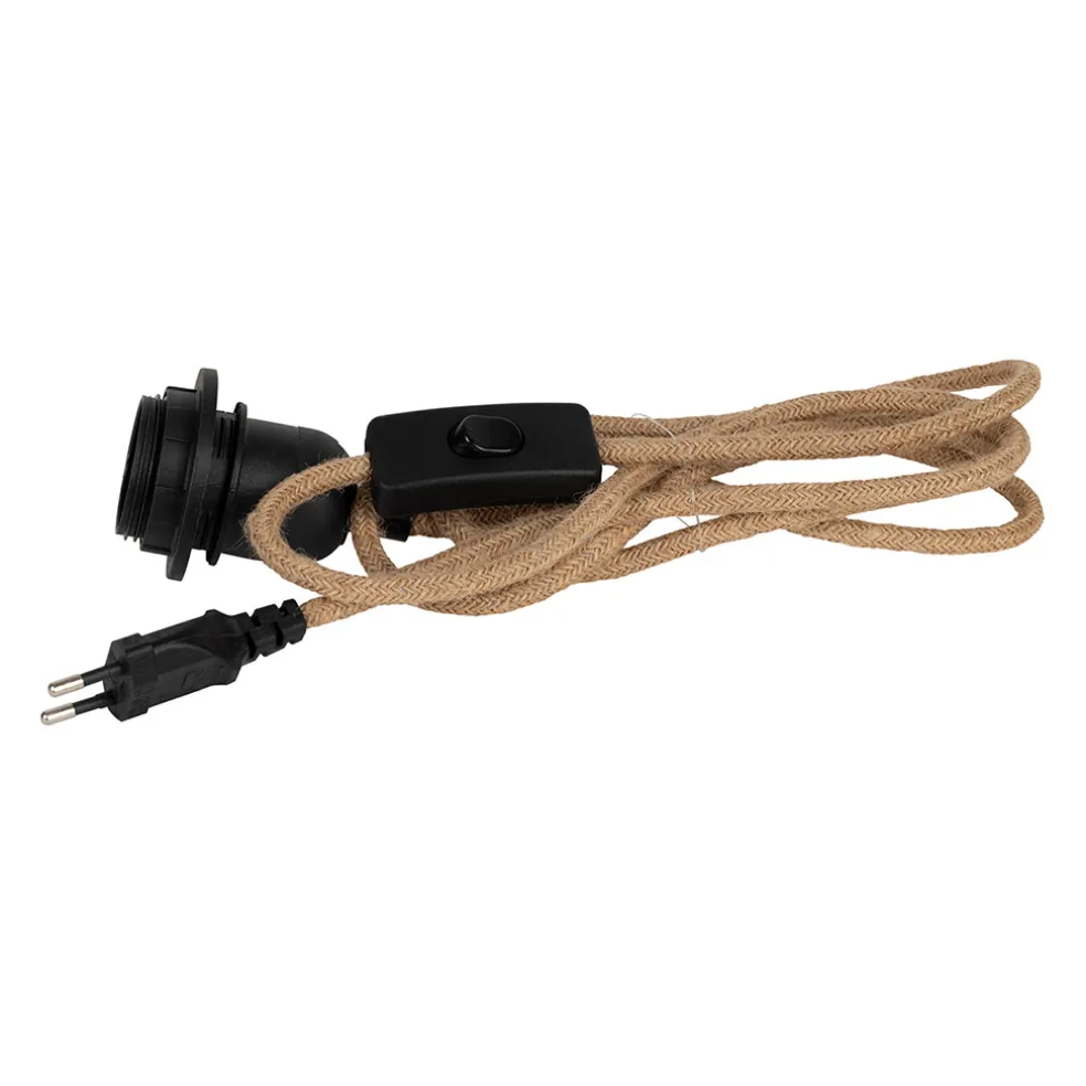 Cordon électrique avec interrupteur en tissu naturel et noir 1.75m