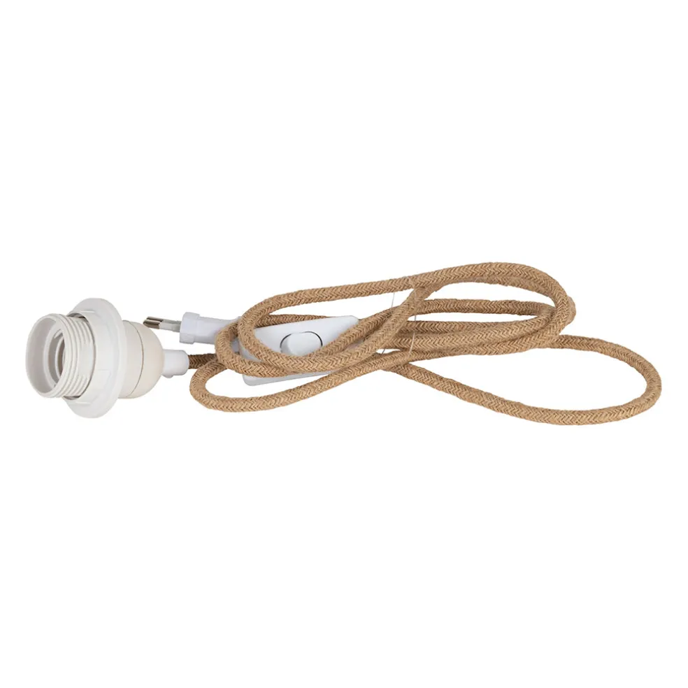 Cordon électrique avec interrupteur en tissu naturel et blanc 1.75m