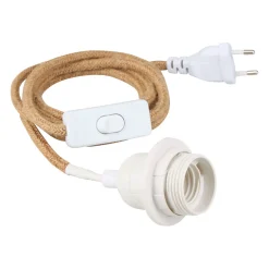 Cordon électrique avec interrupteur en tissu naturel et blanc 1.75m