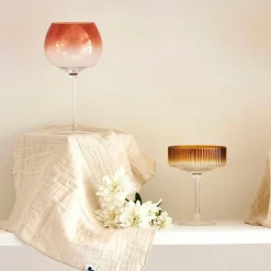 Coupe champagne striée en verre ambre - Funny