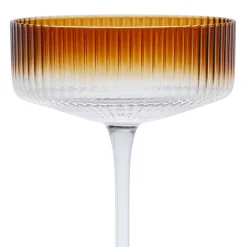 Coupe champagne striée en verre ambre - Funny