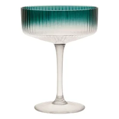 Coupe champagne striée en verre emeraude - Funny