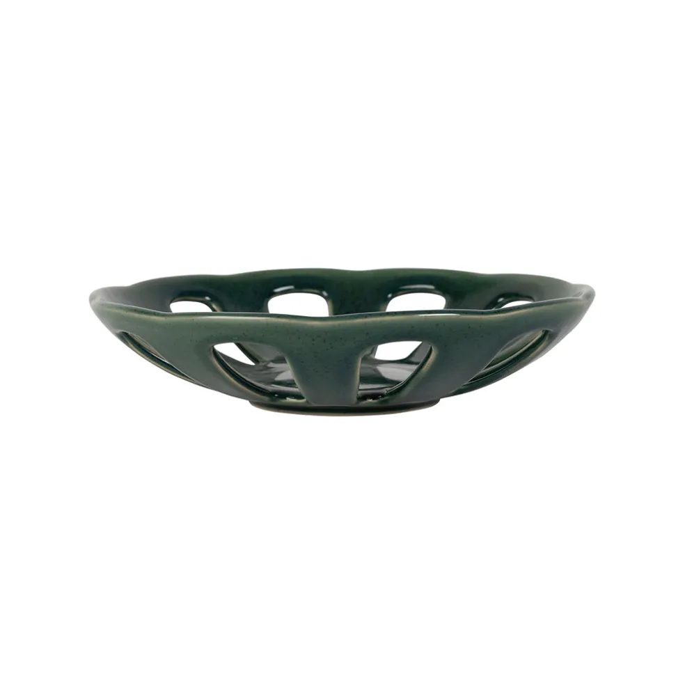 Coupe en grès émeraude moucheté d23cm - Organic