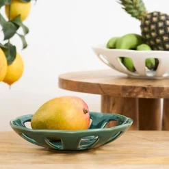 Coupe en grès émeraude moucheté d23cm - Organic