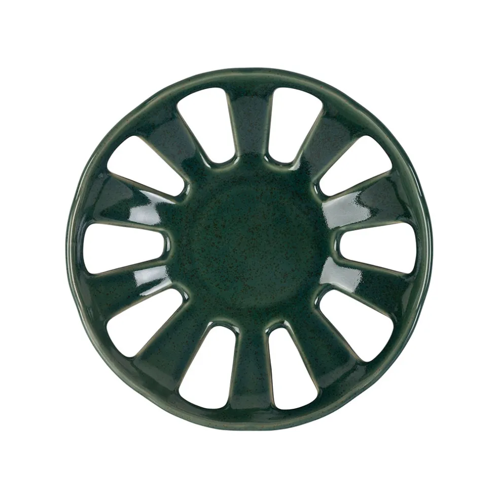 Coupe en grès émeraude moucheté d23cm - Organic