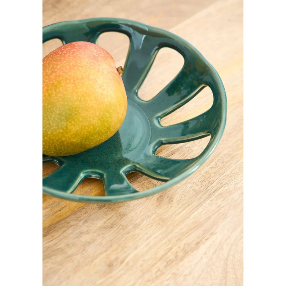 Coupe en grès émeraude moucheté d23cm - Organic