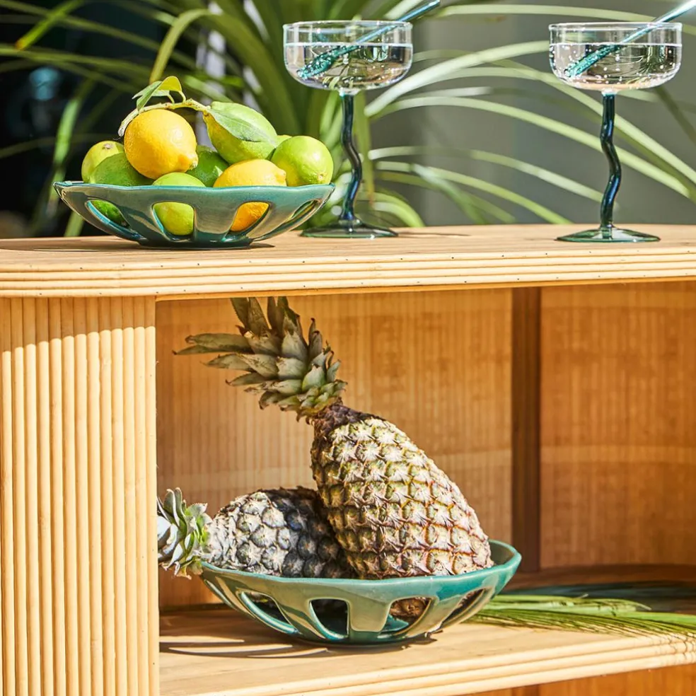 Coupe en grès émeraude moucheté d23cm - Organic