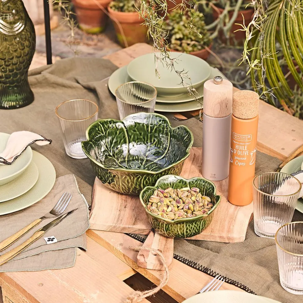 Coupelle chou vert d15xh6.5cm gres