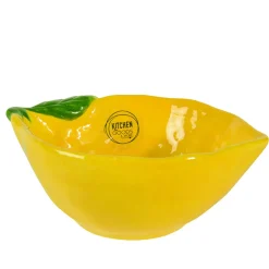 Coupelle citron en dolomite jaune 16x12cm