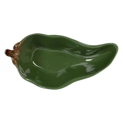 Coupelle en forme de piment en grès vert 18x8cm