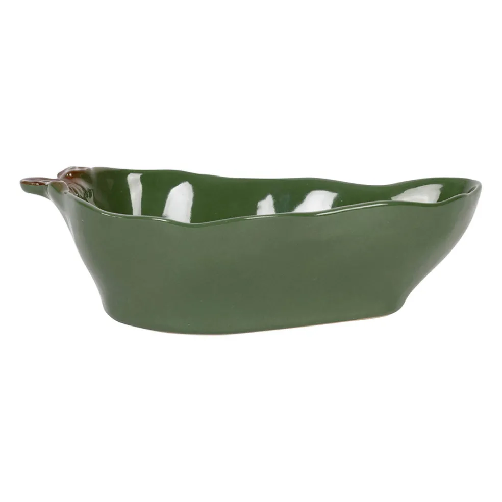 Coupelle en forme de piment en grès vert 18x8cm