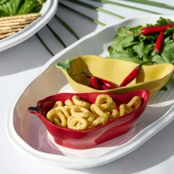 Coupelle en forme de piment en grès rouge 18x8.5cm