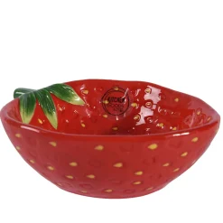 Coupelle fraise en dolomite rouge 15.5x12cm