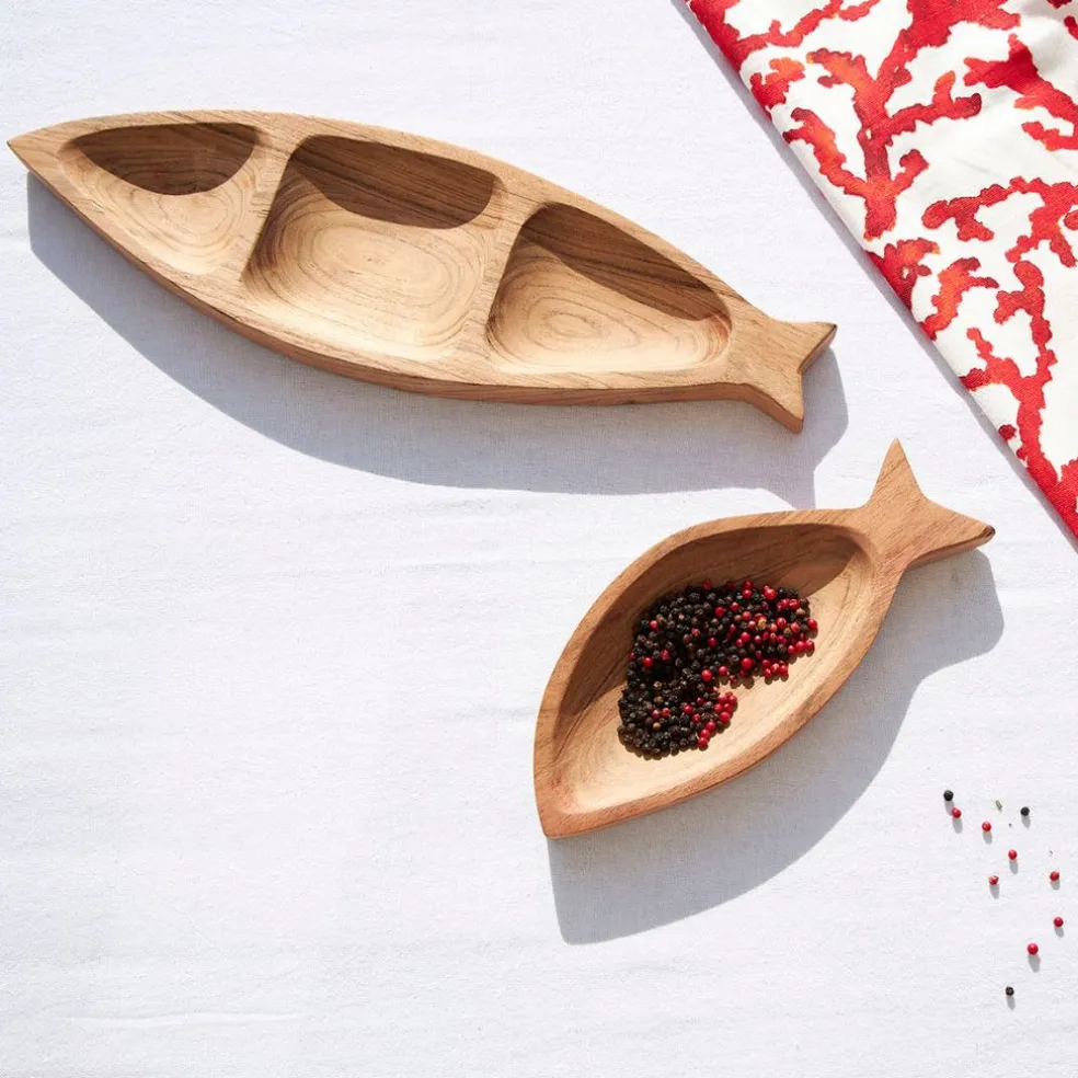 Coupelle poisson en acacia naturel 25x11cm - Dalbert