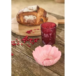 Coupelle (x2) dahlia en dolomite fuchsia et rose d13/d12cm