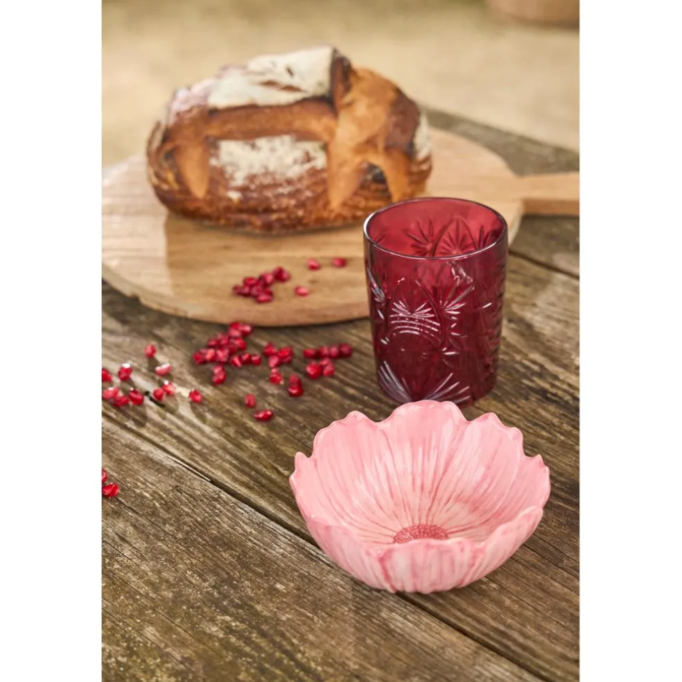 Coupelle (x2) dahlia en dolomite fuchsia et rose d13/d12cm