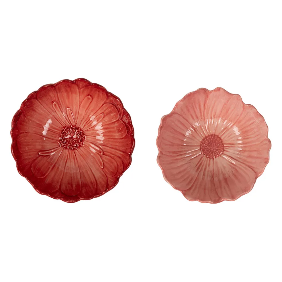 Coupelle (x2) dahlia en dolomite fuchsia et rose d13/d12cm