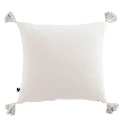Coussin chantilly avec pompons en gaze de coton 40x40cm - Gaia