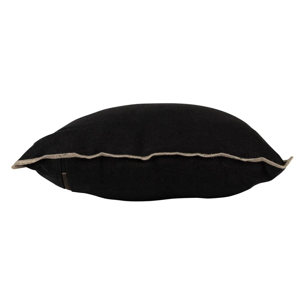 Coussin chennai noir 40x60cm en lin lave