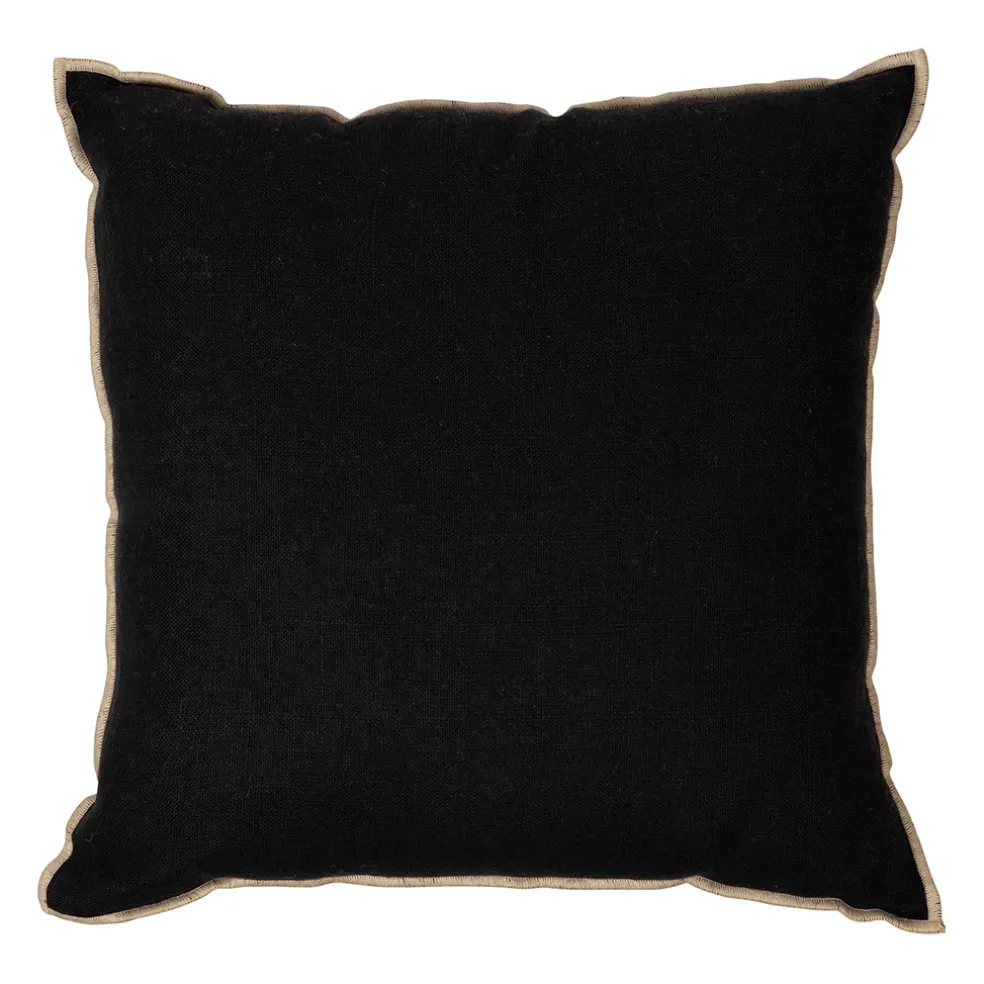 Coussin chennai noir 45x45cm en lin lave
