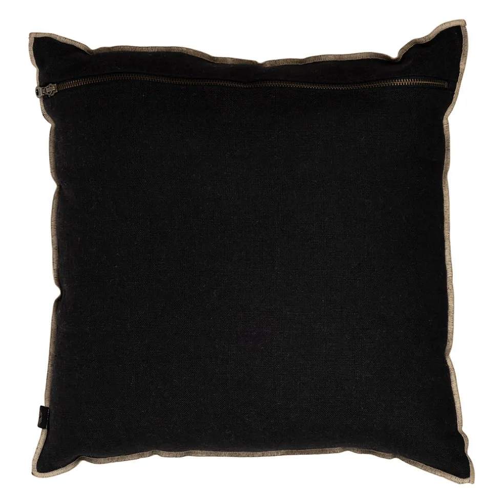 Coussin chennai noir 45x45cm en lin lave