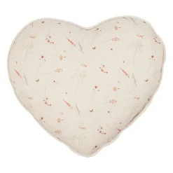 Coussin cœur en coton beige 40x35cm - Lucile
