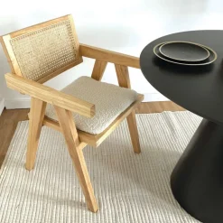 Coussin de chaise carre bouclette ecru 40x40cm