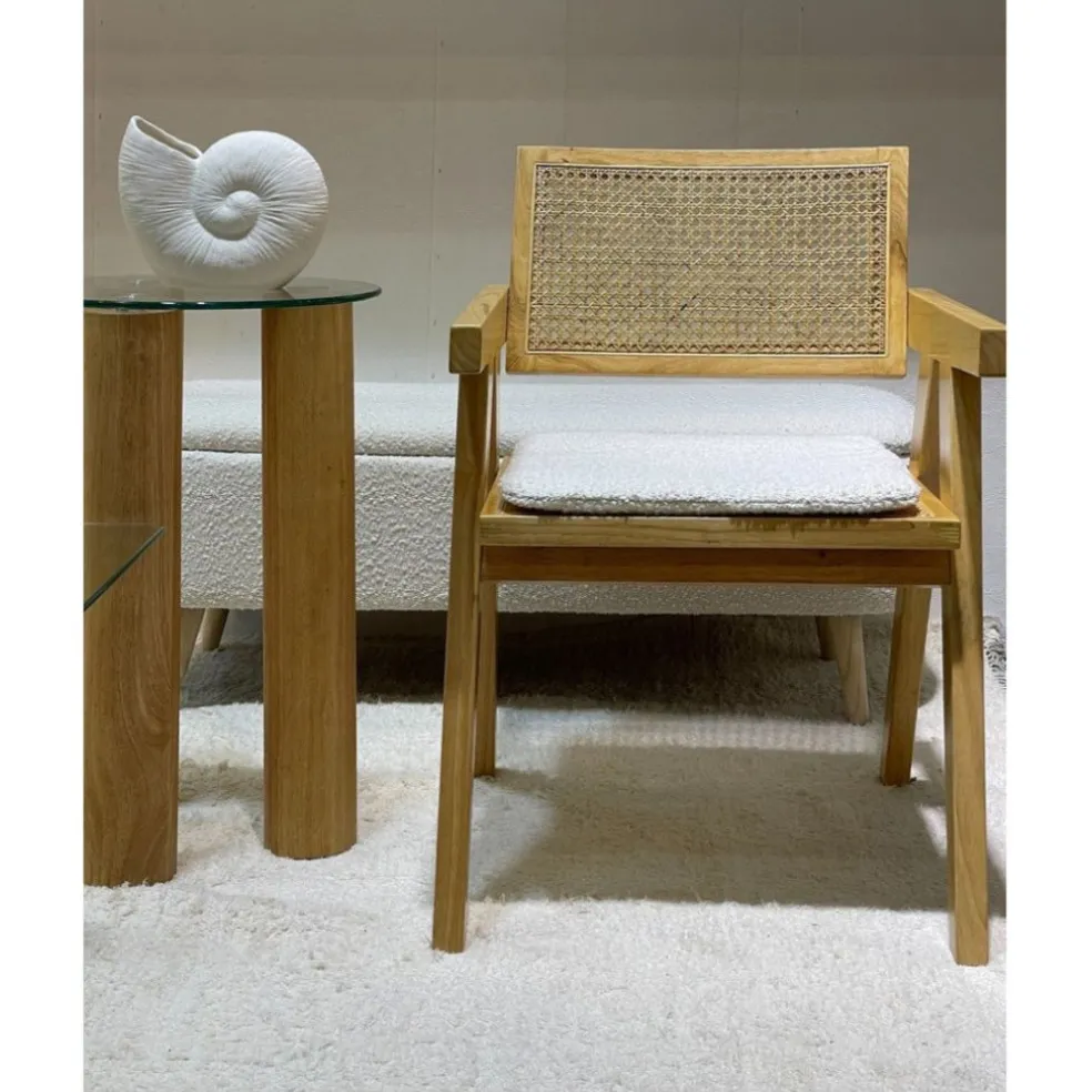 Coussin de chaise carre bouclette ecru 40x40cm