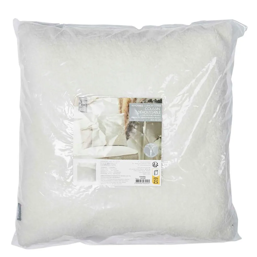 Coussin doudou bouclé crème 40x40cm - décorera