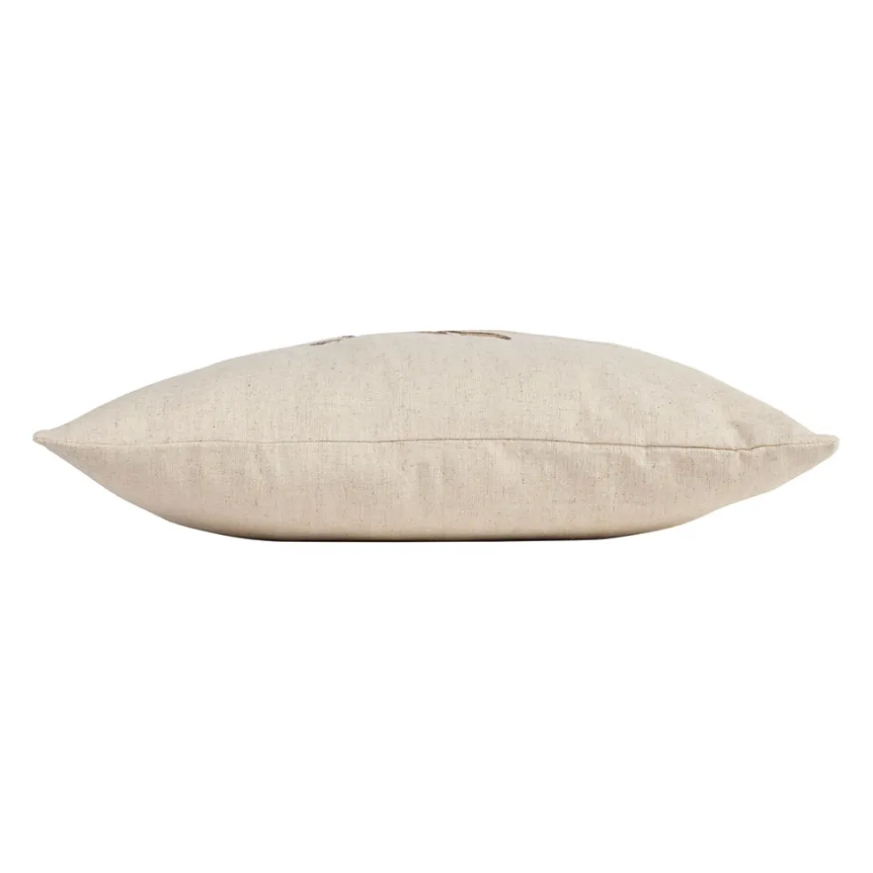 Coussin en coton et lin naturel et brun 45x45cm - A la ferme