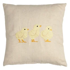 Coussin en coton et lin naturel et jaune pale 45x45cm - A la ferme