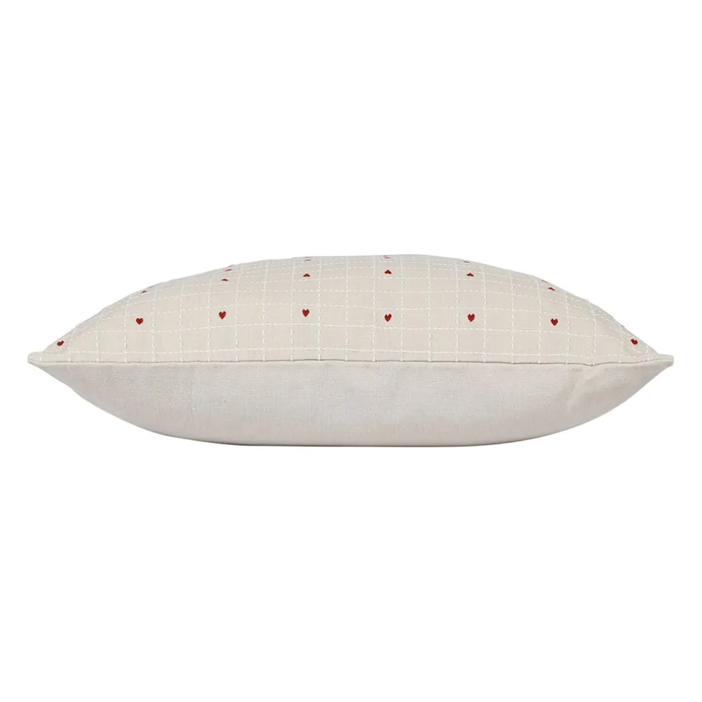 Coussin en coton grège 45x45cm - P'tits Coeurs