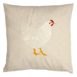 Coussin en coton naturel et brun 45x45cm - A la ferme