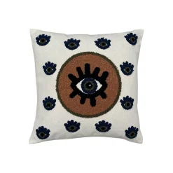 Coussin en coton Oeil Protecteur marron 40x40cm - Influence