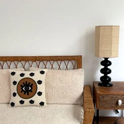 Coussin en coton Oeil Protecteur marron 40x40cm - Influence