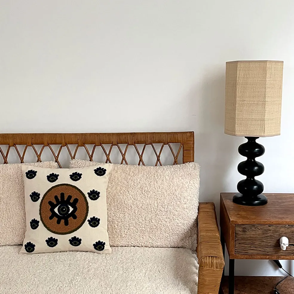 Coussin en coton Oeil Protecteur marron 40x40cm - Influence