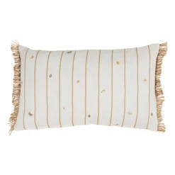 Coussin en lin beige et blanc 30x50cm - Louise
