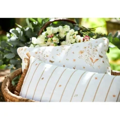 Coussin en lin beige et blanc 30x50cm - Louise
