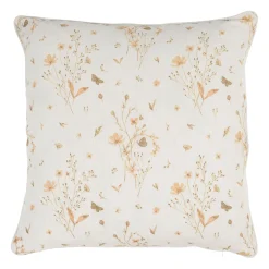 Coussin en lin fleur des champs rose et blanc 45x45cm - Louise