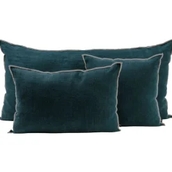 Coussin en lin lavé bleu de prusse 45x45cm - Chennai