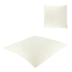 Coussin en tissu bouclette blanc cassé 45x45cm