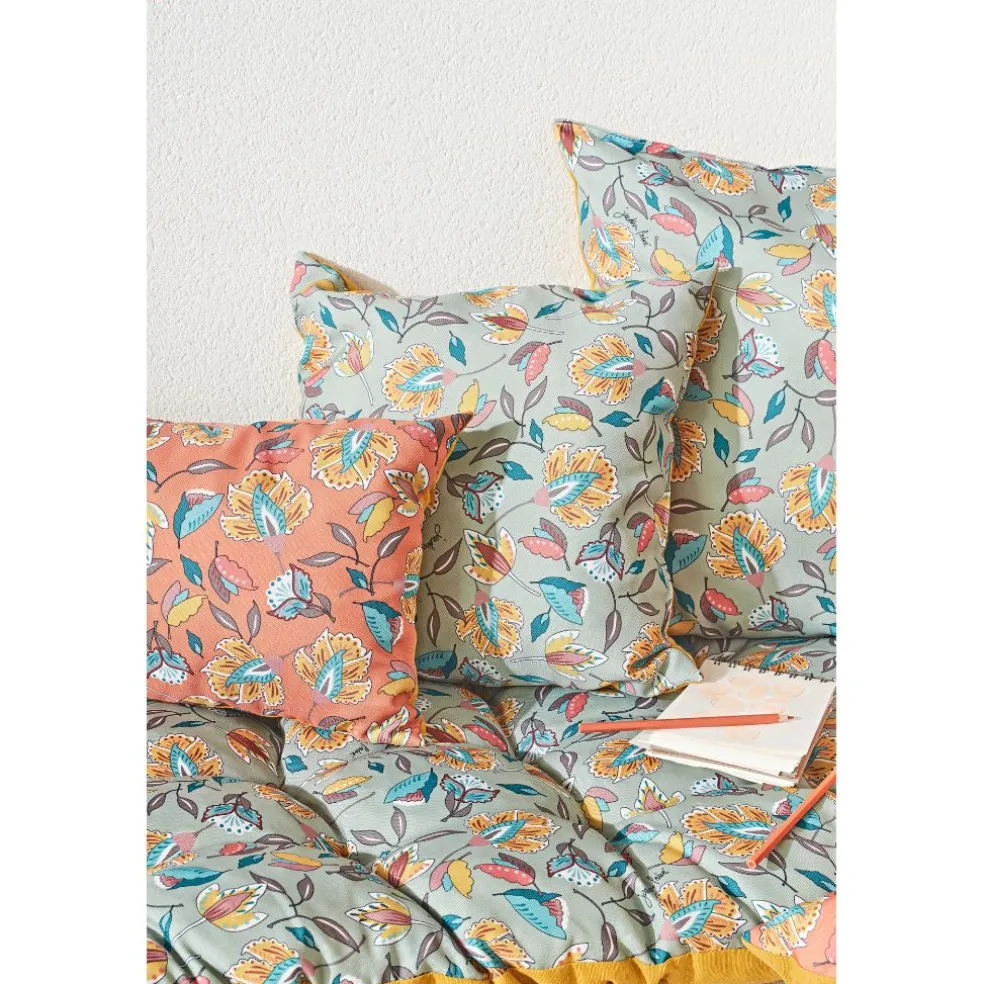 Coussin extérieur en coton vert 40x40cm - Kerala