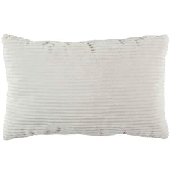 Coussin grosse cotes flanelle en textile gris 30x50cm